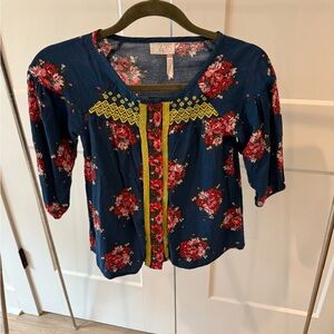 Size 10 Matilda Jane Navy Floral Long Sleeve Top